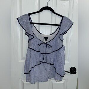 Jcrew stripe ruffle top